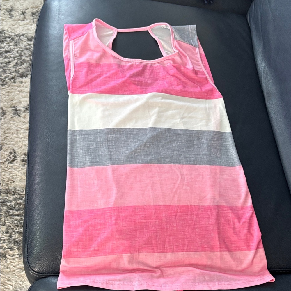 Striped Pink and Gray Women's Top